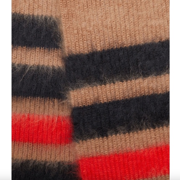 NWT $450 BURBERRY Graphic Stripe Mohair-Silk Scarf - Picture 4 of 14
